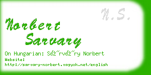 norbert sarvary business card